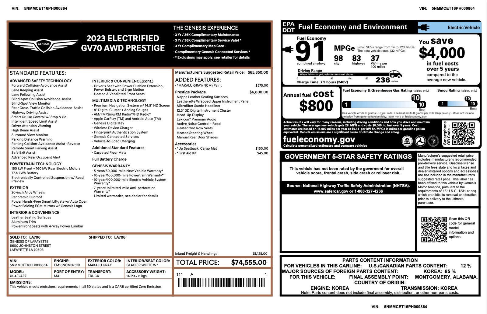 Certified 2023 Genesis Electrified GV70 w/ Prestige Package AWD/4WD image 3