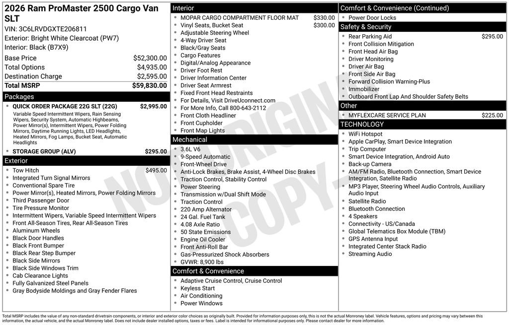 New 2026 RAM ProMaster 2500 w/ Quick Order Package 22G SLT FWD image 5