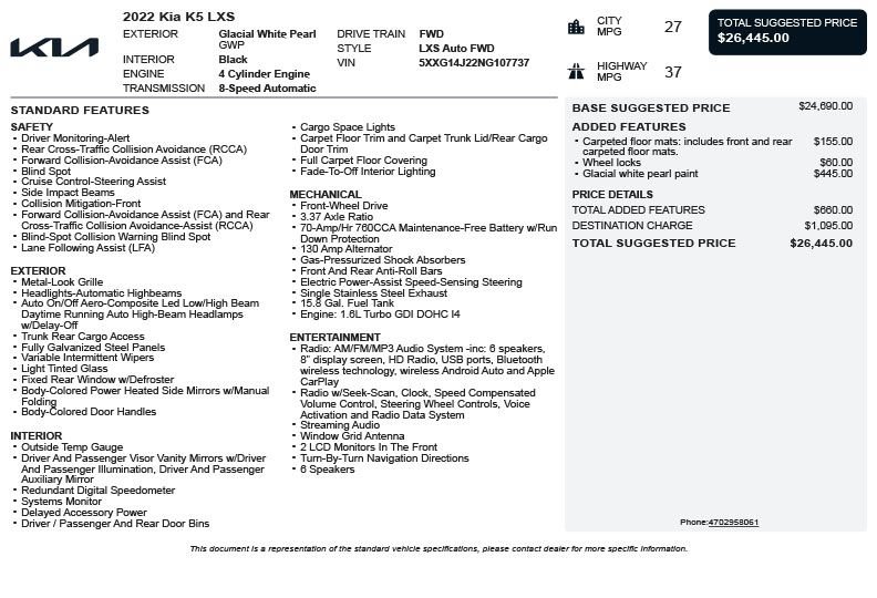 Used 2022 Kia K5 LXS FWD image 3