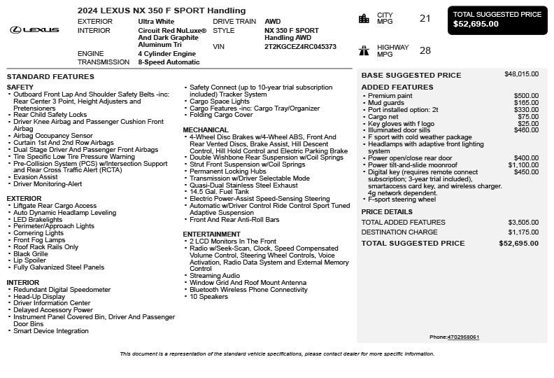Used 2024 Lexus NX 350 F Sport AWD/4WD image 3