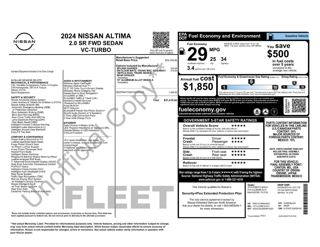 Certified 2024 Nissan Altima 2.0 SR FWD image 7