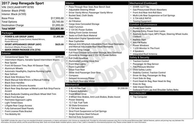 Used 2017 Jeep Renegade Sport w/ Power & Air Group image 6