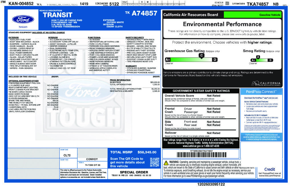 New 2026 Ford Transit 350 148 High Roof Extended w/ Load Area Protection Package RWD image 31