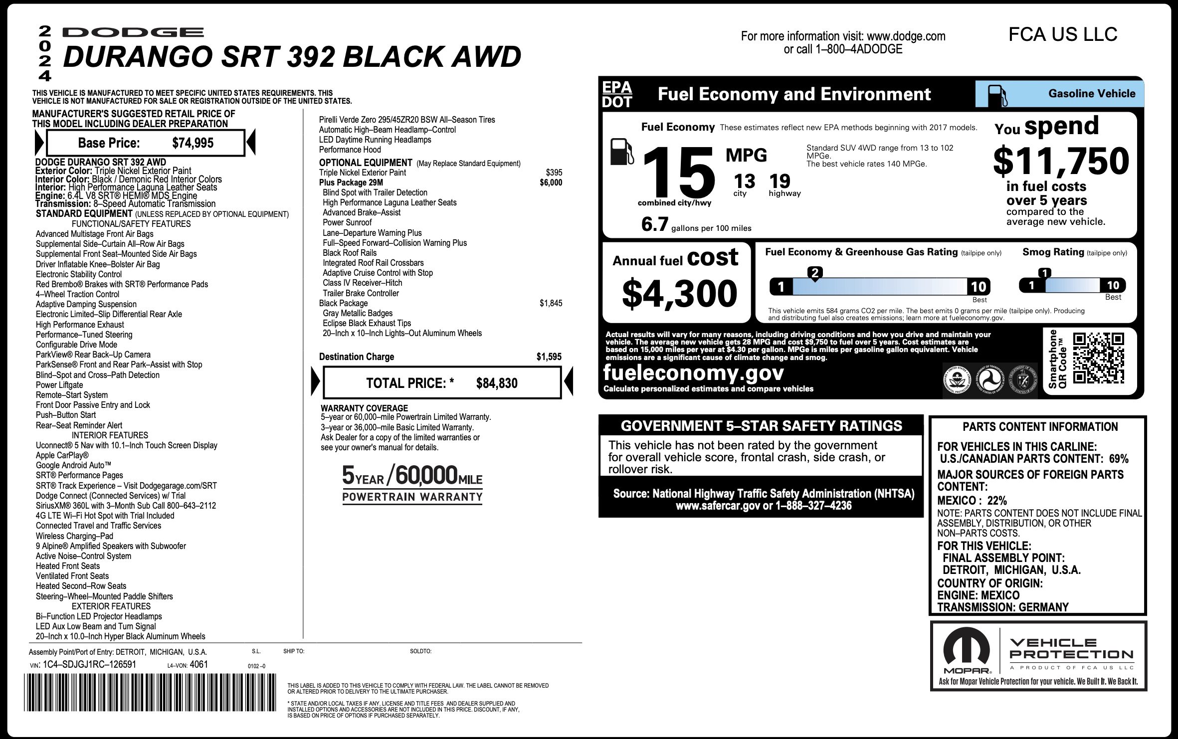 Used 2024 Dodge Durango SRT AWD/4WD image 5