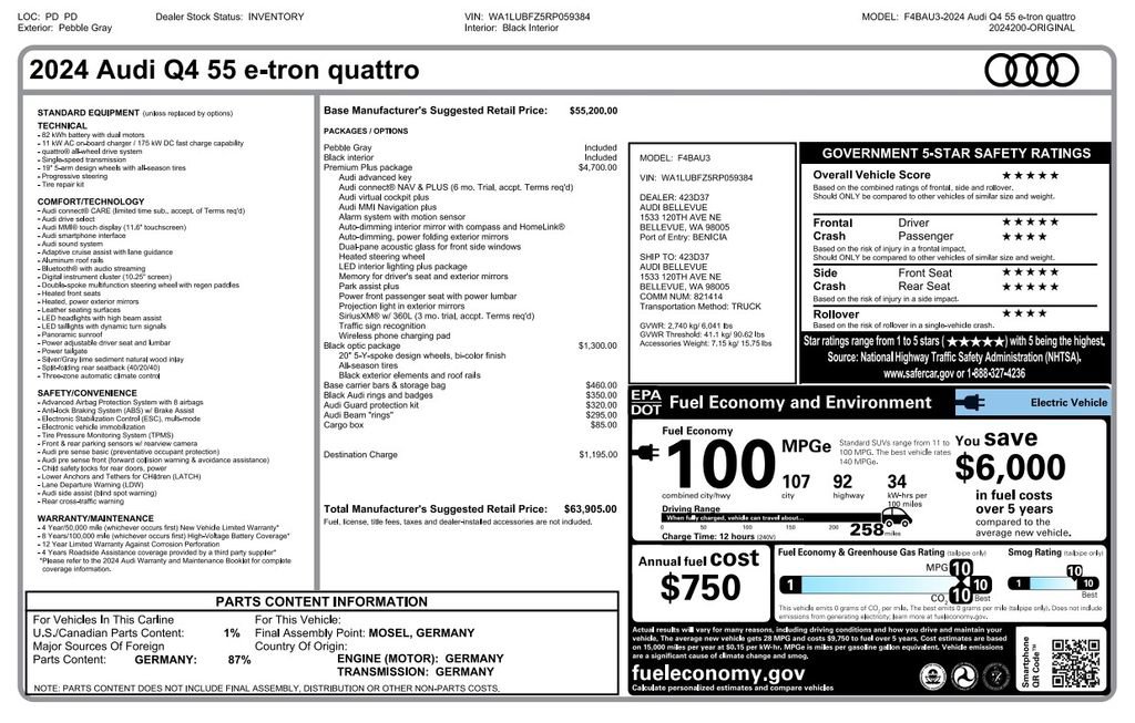 Used 2024 Audi Q4 e-tron Premium Plus w/ Premium Plus AWD/4WD image 3