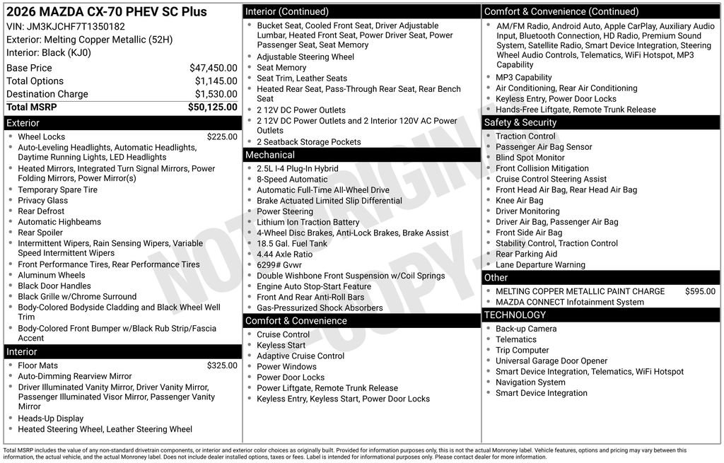 New 2026 MAZDA CX-70 SC Plus AWD/4WD image 4
