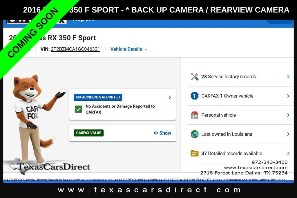 Used 2016 Lexus RX 350 F Sport w/ Accessory Package image 8