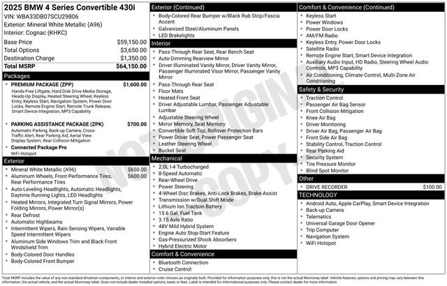 Certified 2025 BMW 430i Convertible w/ Premium Package RWD image 11