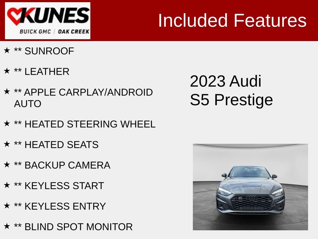 Used 2023 Audi S5 Prestige w/ Prestige Package AWD/4WD image 2