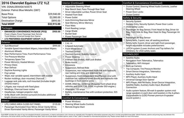 Used 2016 Chevrolet Equinox LTZ w/ Enhanced Convenience Package FWD image 2