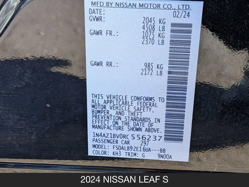 Certified 2024 Nissan Leaf S w/ Protection Package FWD image 24
