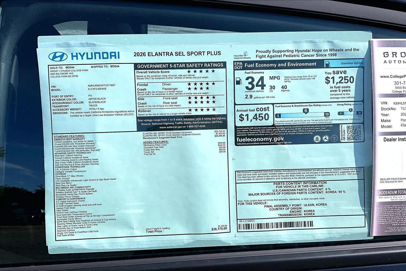 New 2026 Hyundai Elantra SEL Sport FWD image 19
