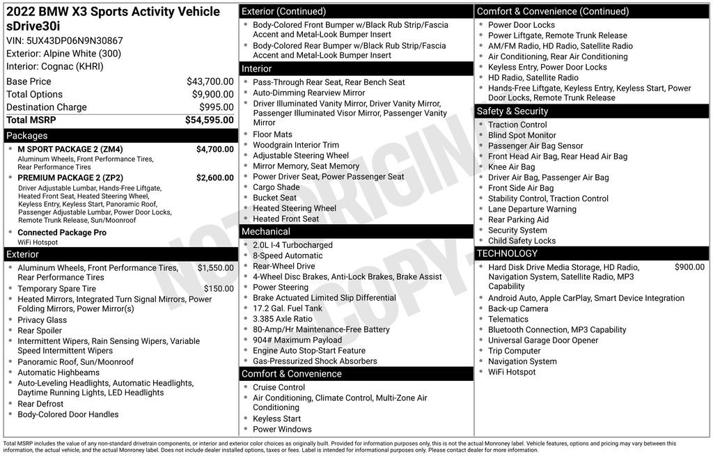 Used 2022 BMW X3 sDrive30i w/ M Sport Package 2 RWD image 44