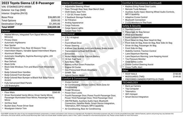 Used 2023 Toyota Sienna LE FWD image 29
