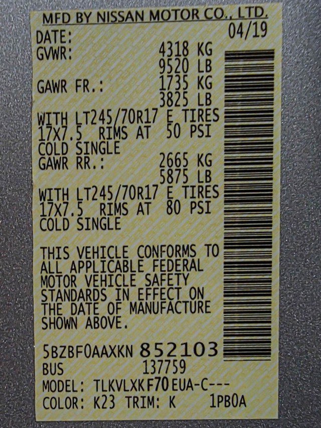 Used 2019 Nissan NV 3500 SV w/ Navigation Package RWD image 35