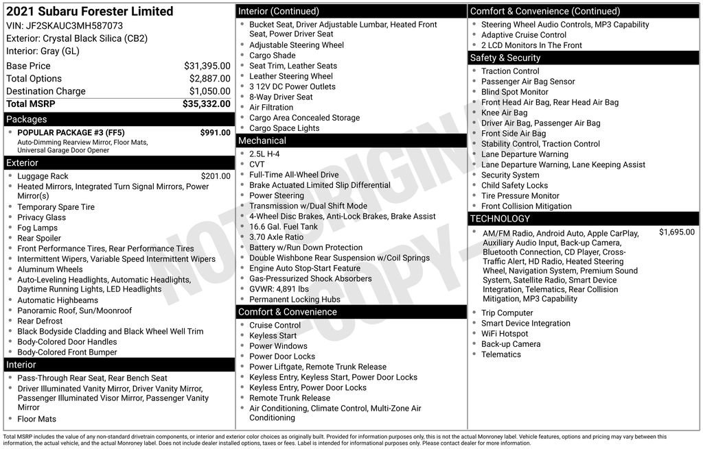 Used 2021 Subaru Forester Limited w/ Popular Package #3 AWD/4WD image 27