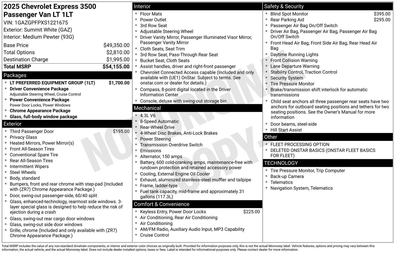 Used 2025 Chevrolet Express 3500 LT w/ LT Preferred Equipment Group RWD image 8