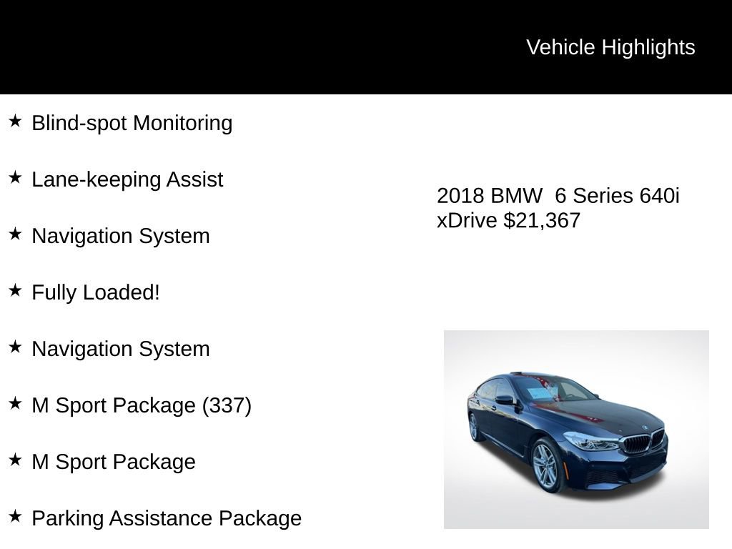 Used 2018 BMW 640i Gran Turismo xDrive w/ M Sport Package image 4