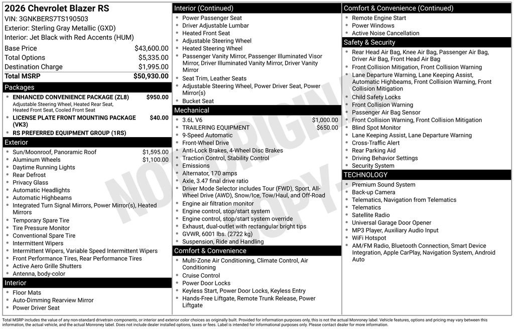 New 2026 Chevrolet Blazer RS w/ Enhanced Convenience Package FWD image 3