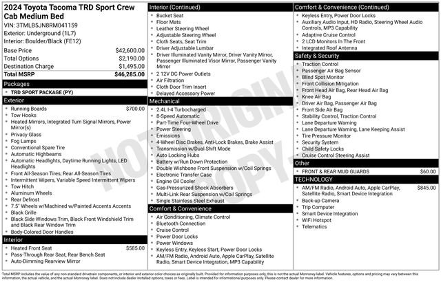 Used 2024 Toyota Tacoma TRD Sport AWD/4WD image 39