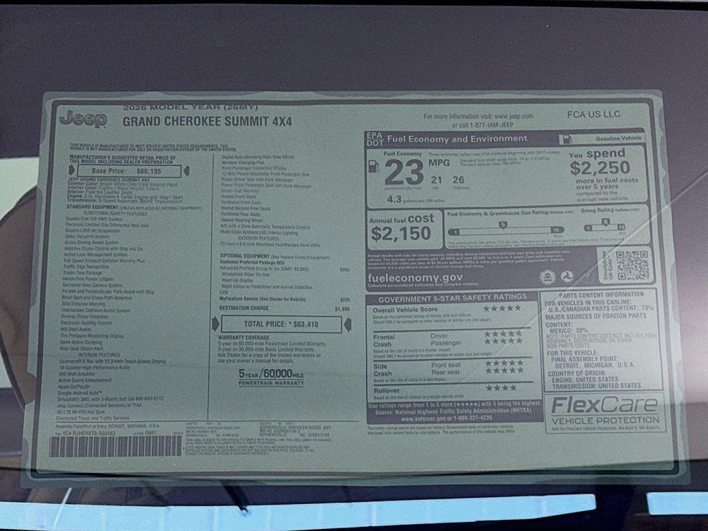 New 2026 Jeep Grand Cherokee Summit AWD/4WD image 21