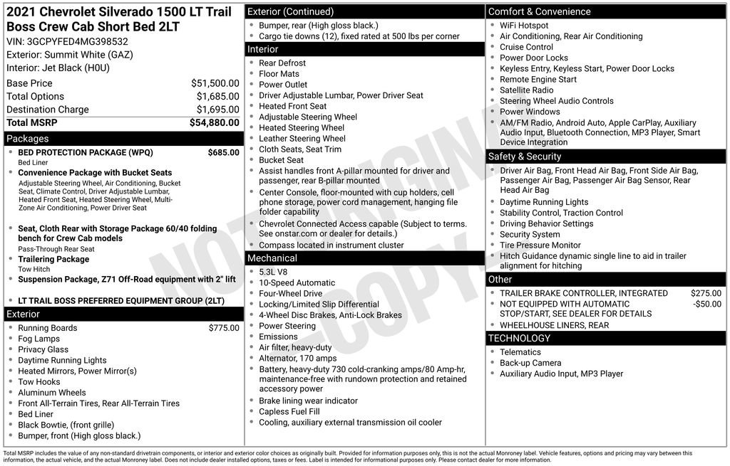 Used 2021 Chevrolet Silverado 1500 LT Trail Boss w/ Bed Protection Package image 29