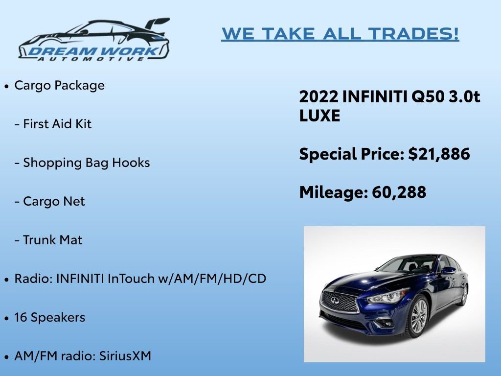 Used 2022 INFINITI Q50 Luxe w/ Cargo Package image 2