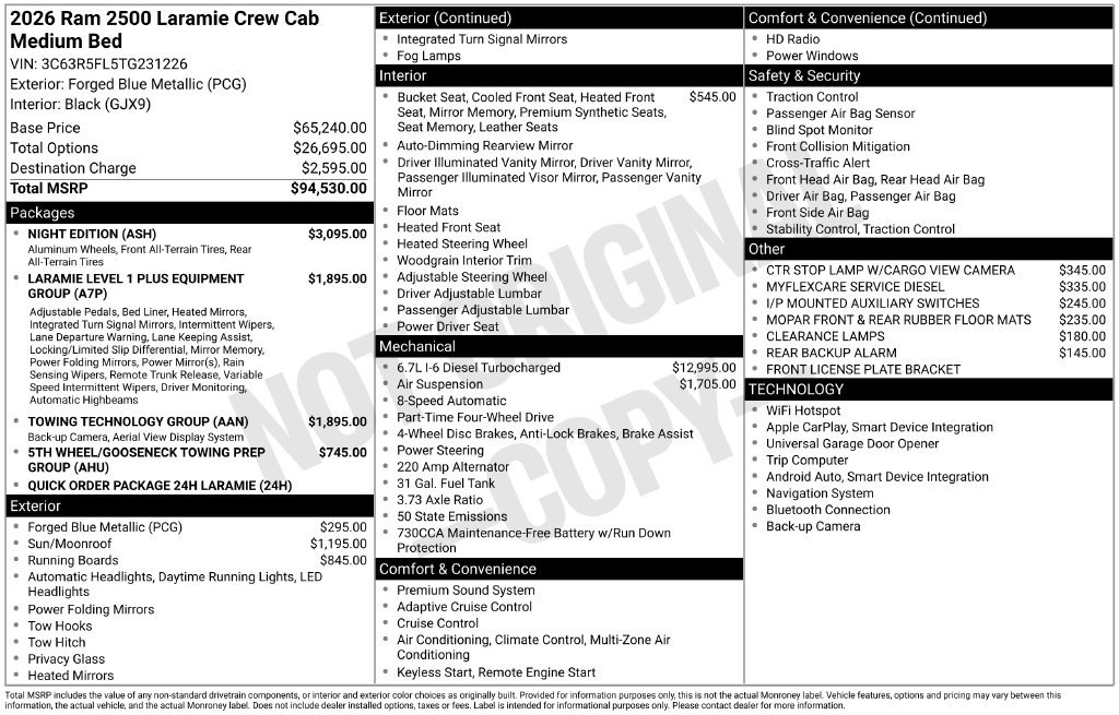 New 2026 RAM 2500 Laramie w/ Night Edition AWD/4WD image 27