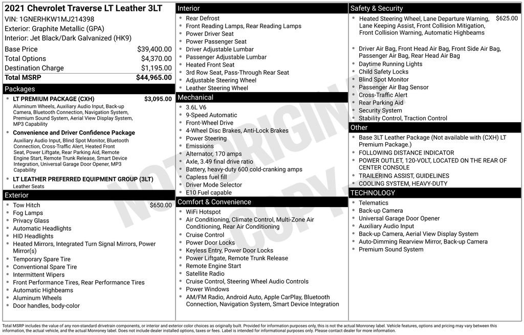 Used 2021 Chevrolet Traverse LT w/ LT Premium Package FWD image 11