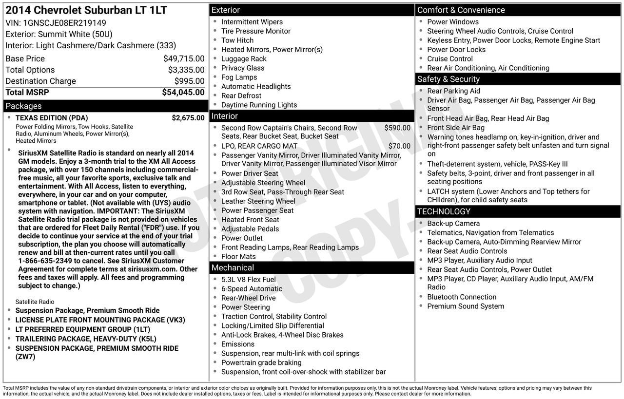 Used 2014 Chevrolet Suburban LT w/ Texas Edition RWD image 28