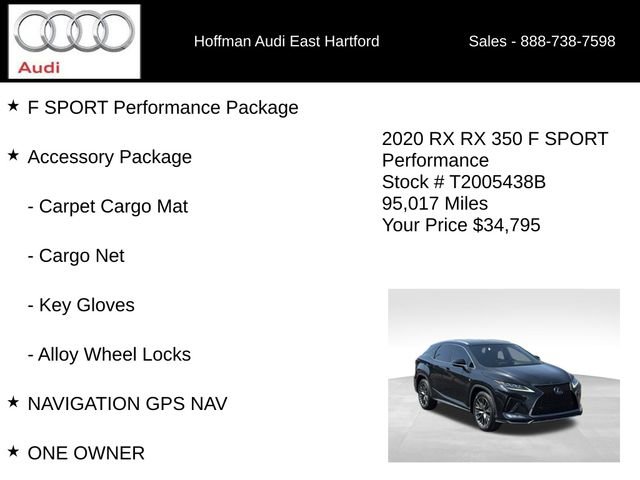 Used 2020 Lexus RX 350 F Sport w/ Accessory Package AWD/4WD image 6