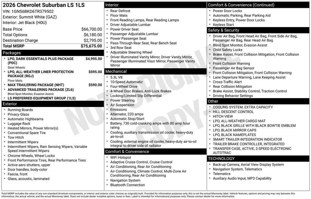 New 2026 Chevrolet Suburban LS AWD/4WD image 11