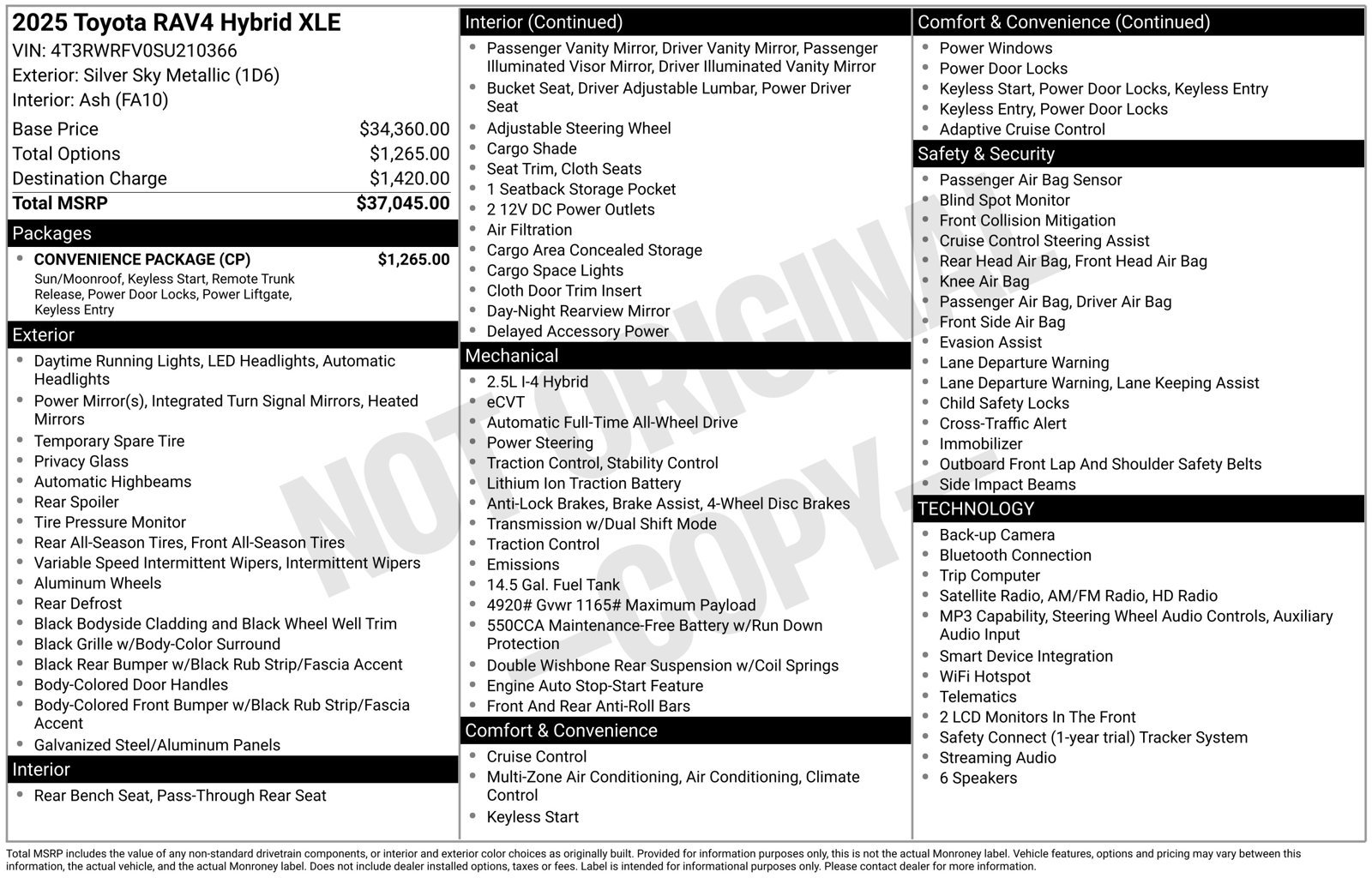 Used 2025 Toyota RAV4 XLE w/ Convenience Package AWD/4WD image 17