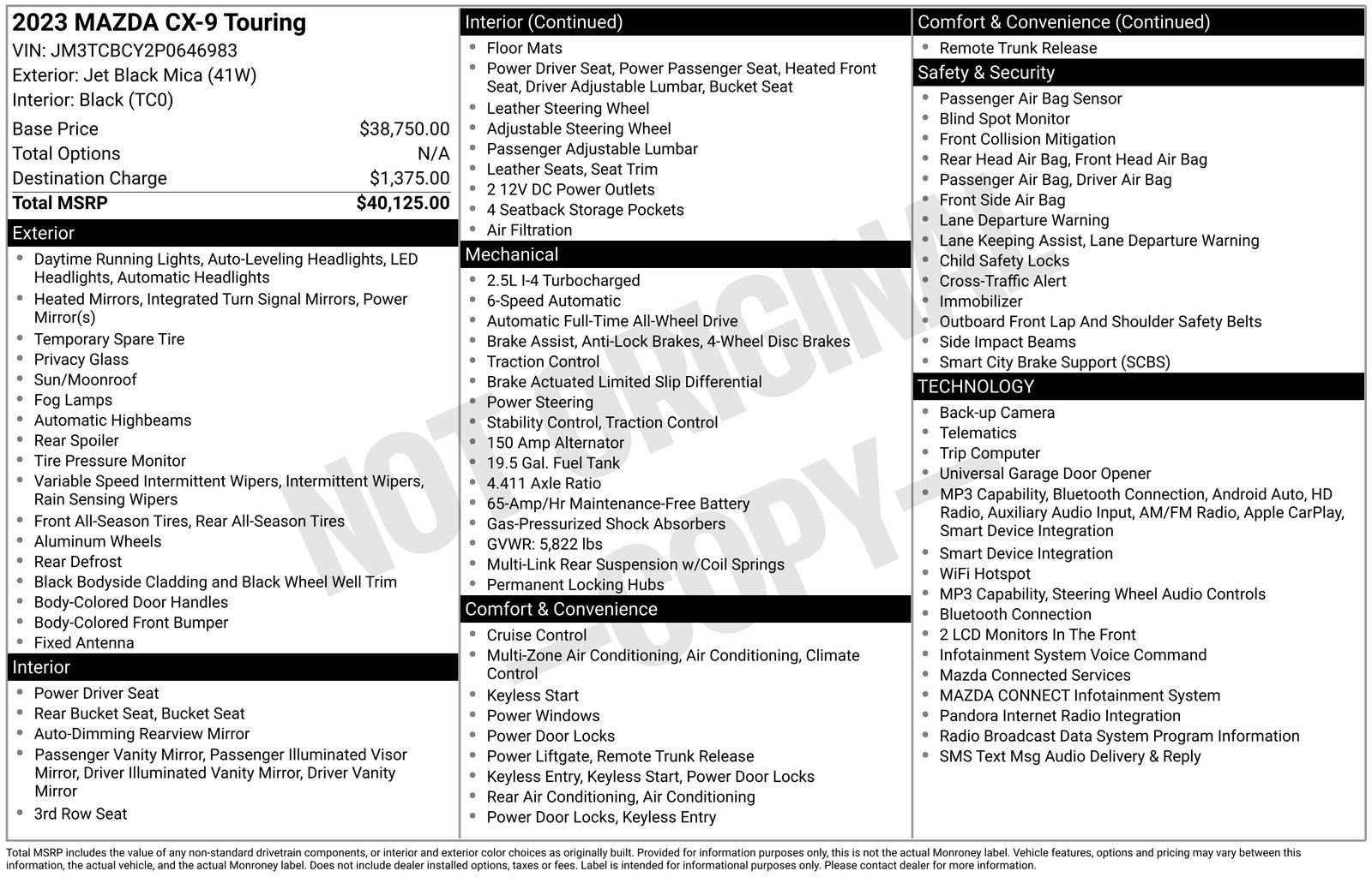 Certified 2023 MAZDA CX-9 Touring AWD/4WD image 36