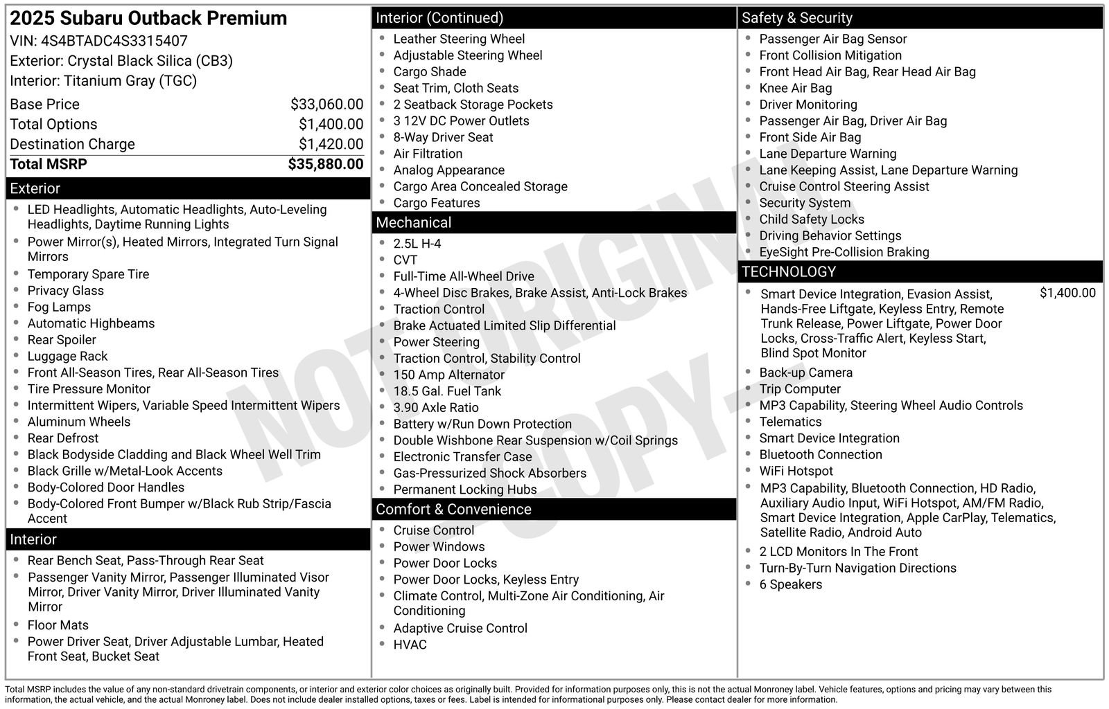 Certified 2025 Subaru Outback Premium AWD/4WD image 32