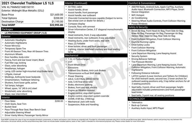 Used 2021 Chevrolet TrailBlazer LS image 5