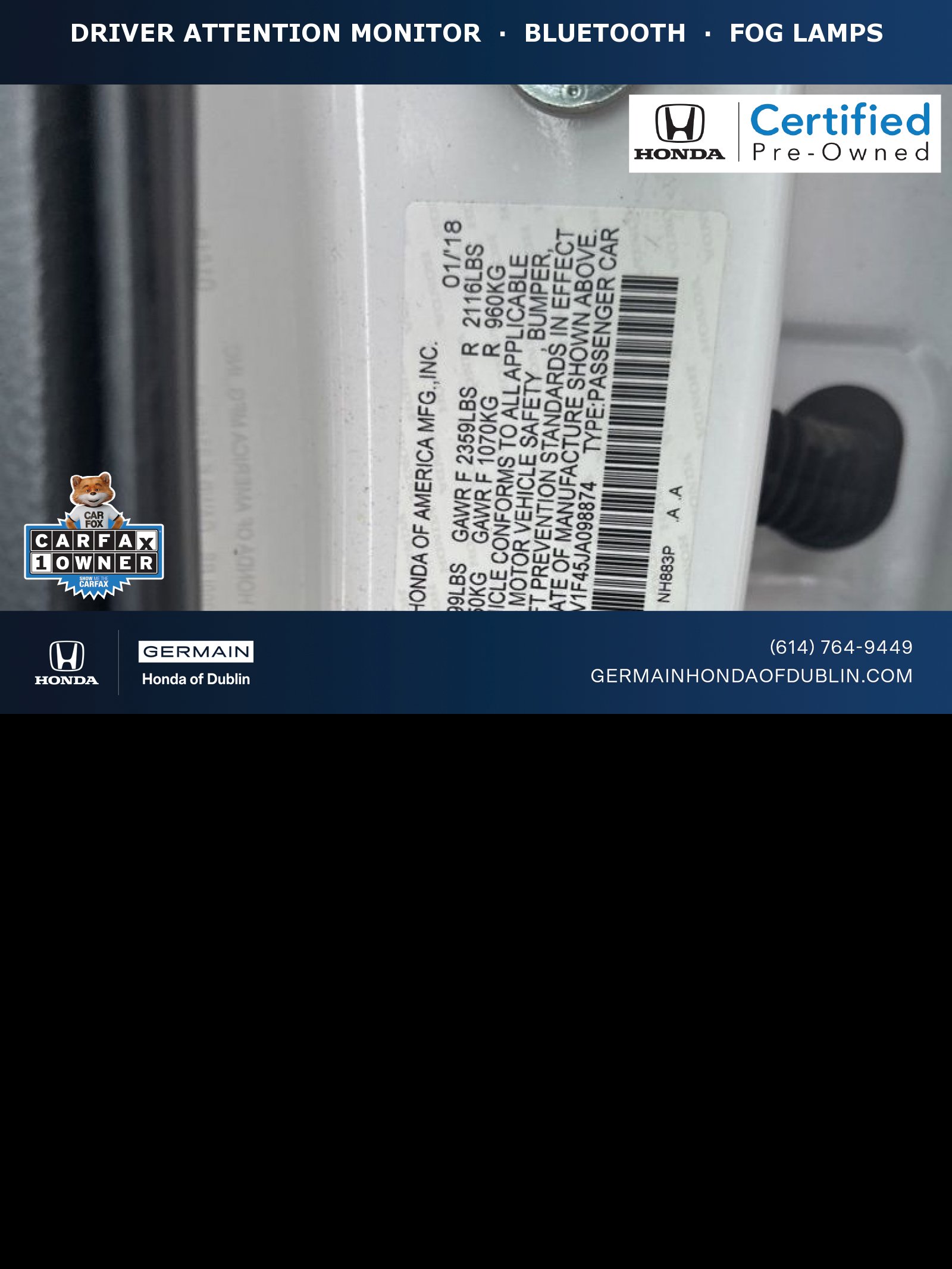 Used 2018 Honda Accord EX image 1