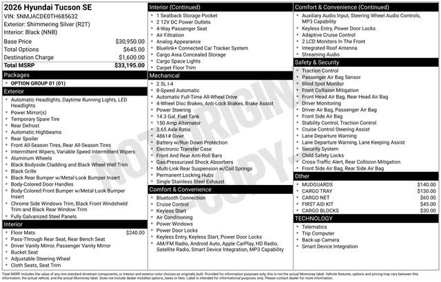 Certified 2026 Hyundai Tucson SE AWD/4WD image 35