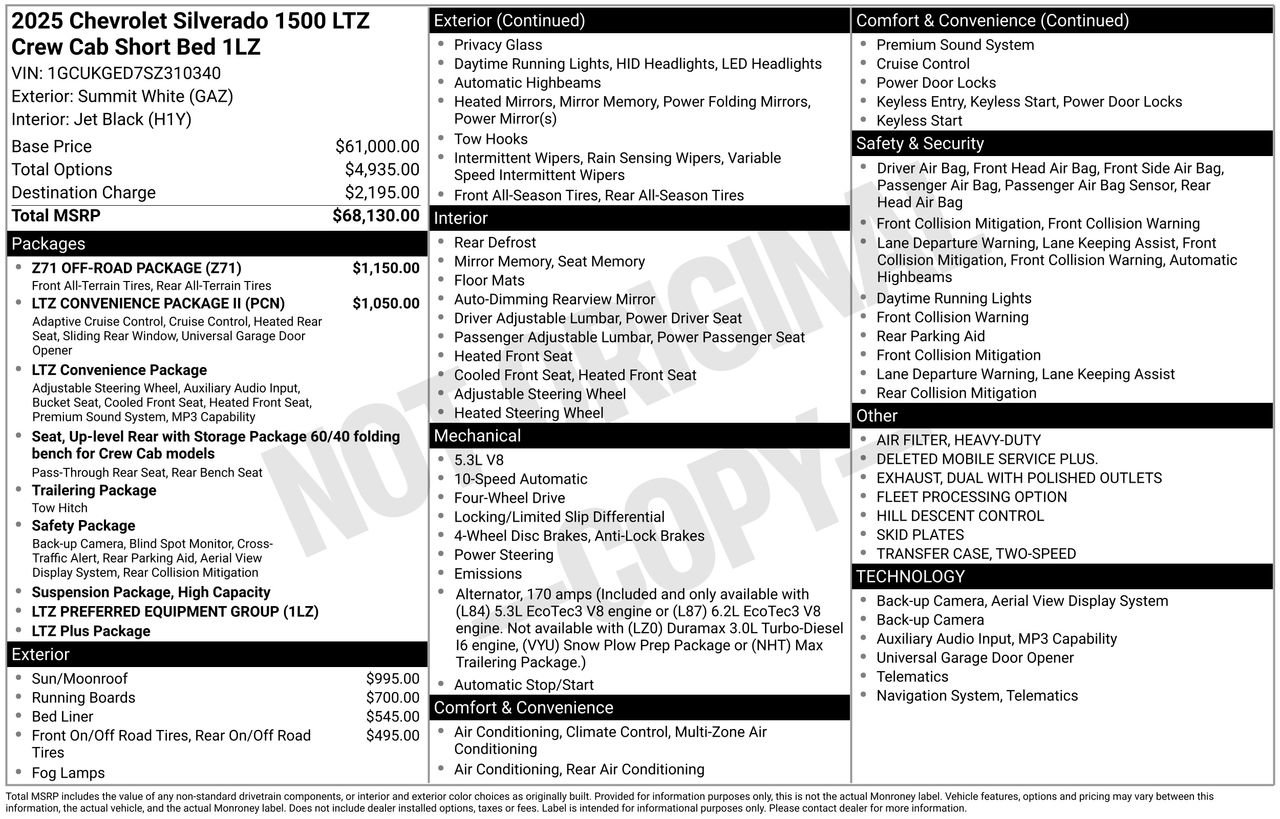 Used 2025 Chevrolet Silverado 1500 LTZ w/ Z71 Off-Road Package AWD/4WD image 9