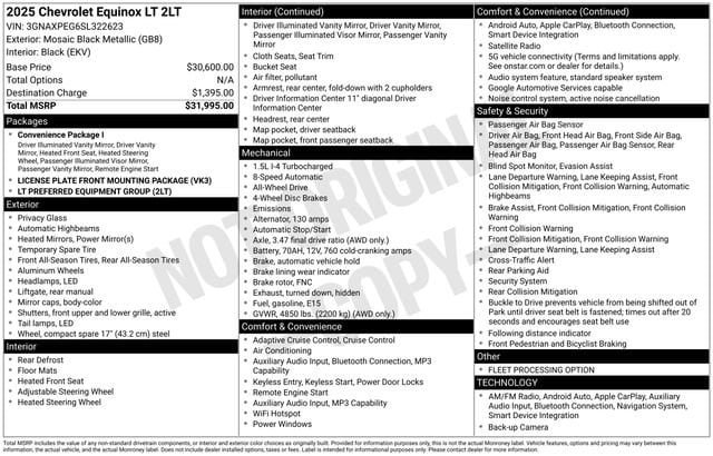 Certified 2025 Chevrolet Equinox LT AWD/4WD image 31