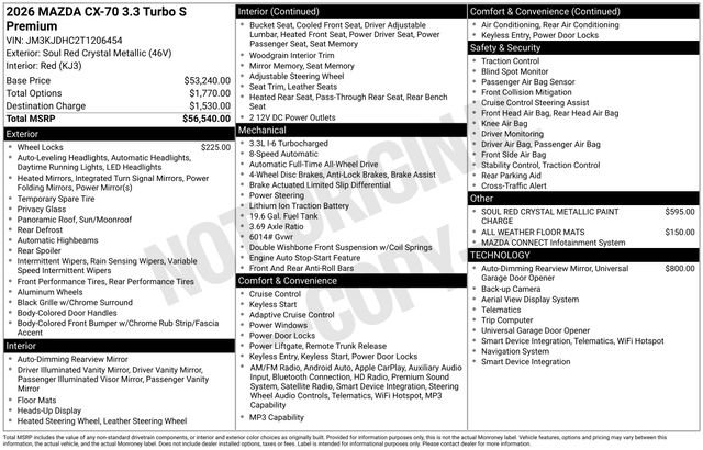 New 2026 MAZDA CX-70 3.3 Turbo S w/ Premium Package AWD/4WD image 5