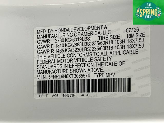 New 2026 Honda Odyssey EX-L image 34