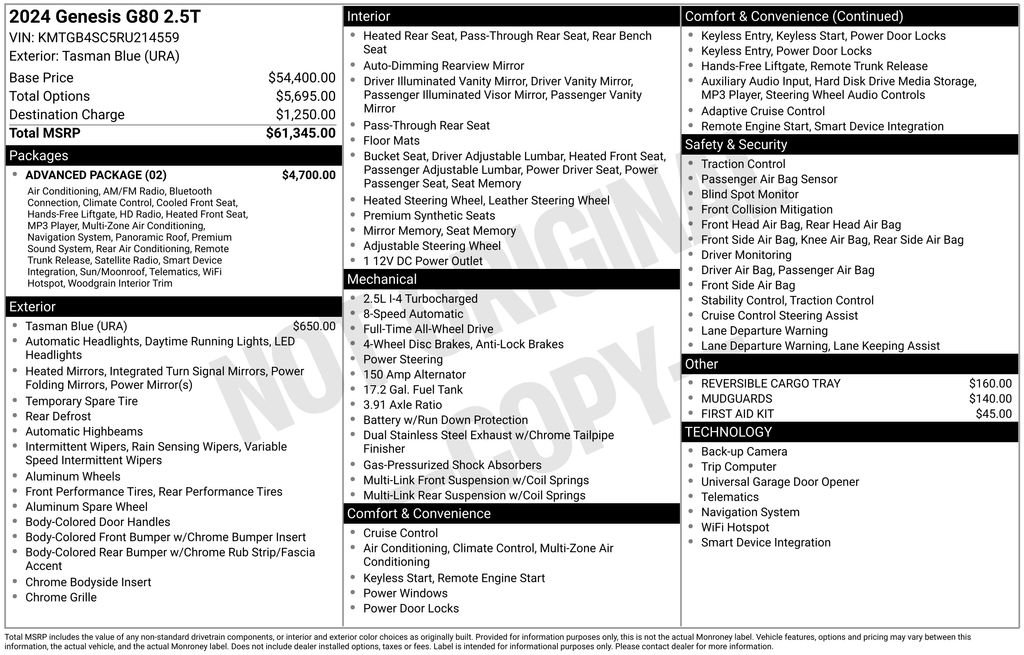 Certified 2024 Genesis G80 2.5T w/ Advanced Package image 2