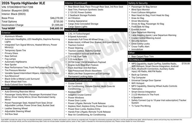 Certified 2026 Toyota Highlander XLE AWD/4WD image 37