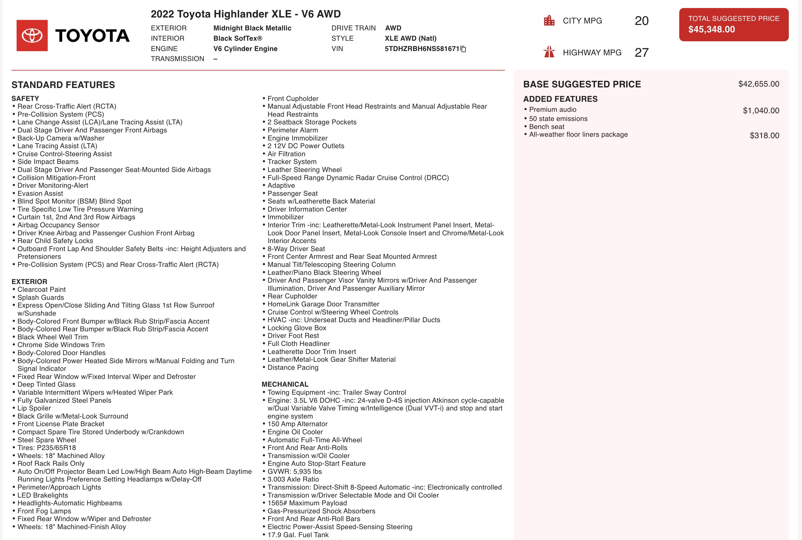 Used 2022 Toyota Highlander XLE AWD/4WD image 5