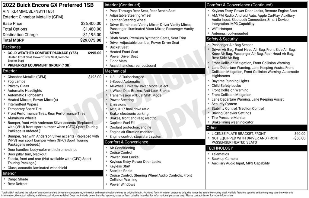 Used 2022 Buick Encore GX Preferred w/ Cold Weather Comfort Package image 6