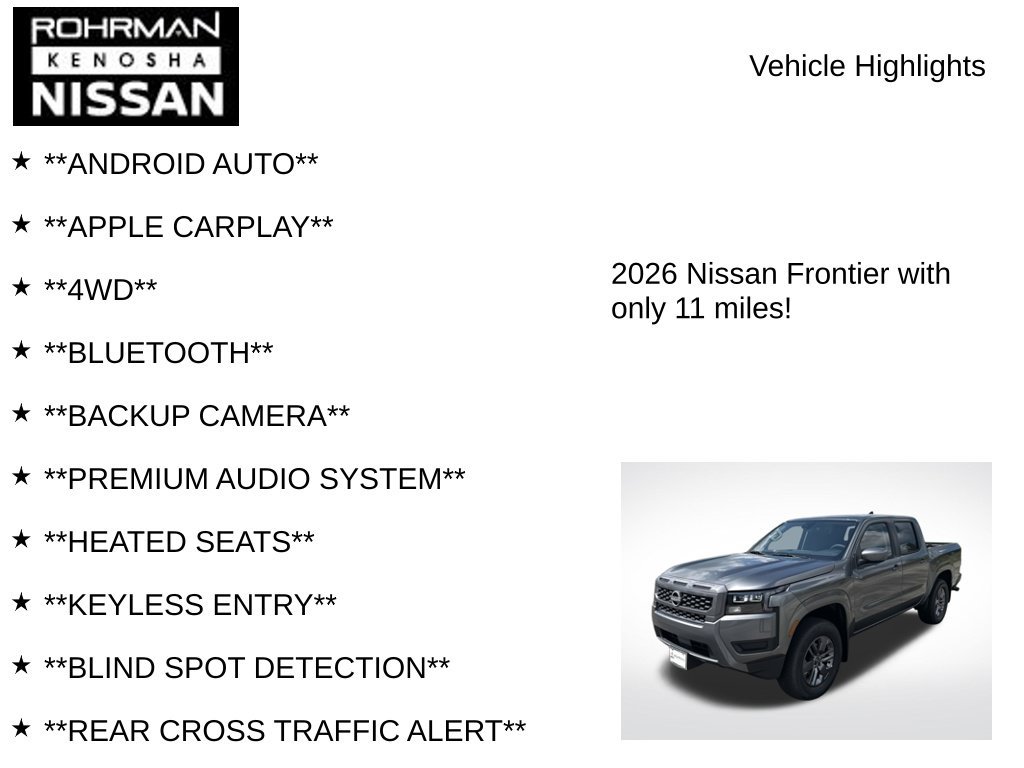 New 2026 Nissan Frontier SV w/ All-Weather Content Package AWD/4WD image 8