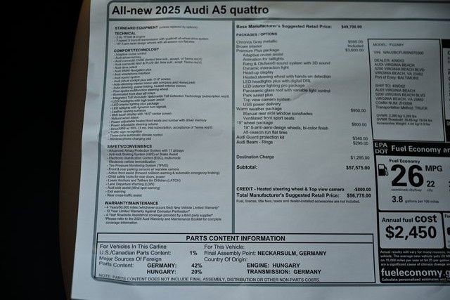 New 2025 Audi A5 2.0T Premium Plus image 39