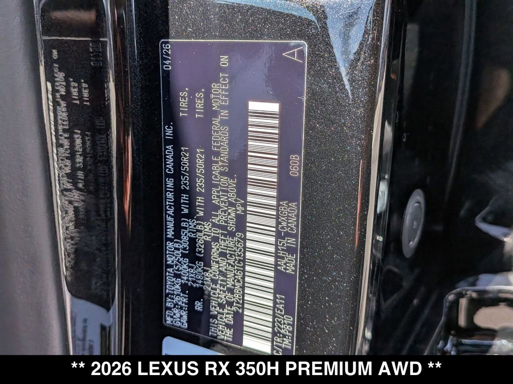 New 2026 Lexus RX 350h w/ Convenience Package AWD/4WD image 19