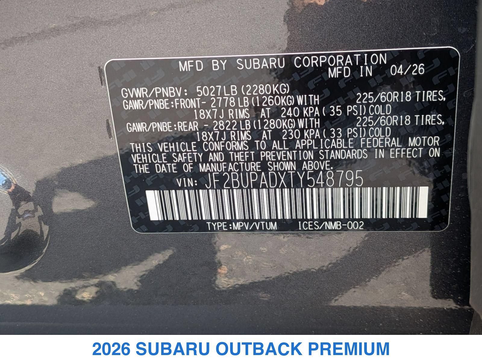 New 2026 Subaru Outback Premium AWD/4WD image 30